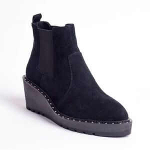 Cecelia New York Gemma Slip On Wedge Bootie in Black Suede 6